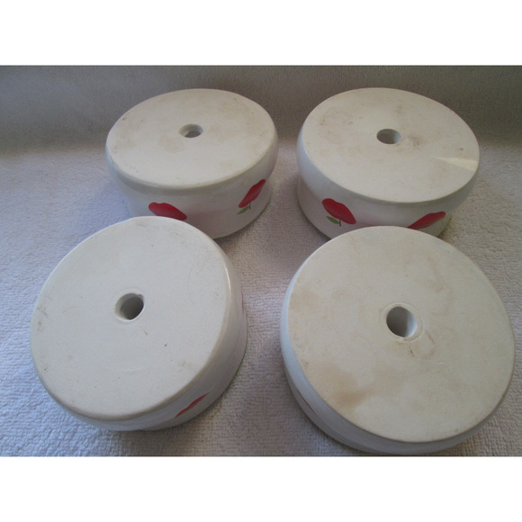 Four 4 1/2" apple bakers, ceramic, red apple design 2" tall - Picture 3 of 7